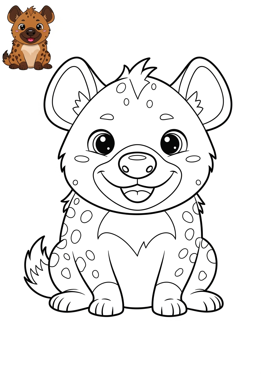 easy animals African Wildlife hyena kids coloring page 0