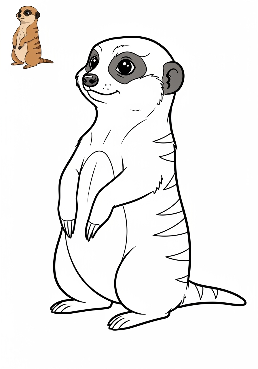 easy animals African Wildlife meerkat kids coloring page 0
