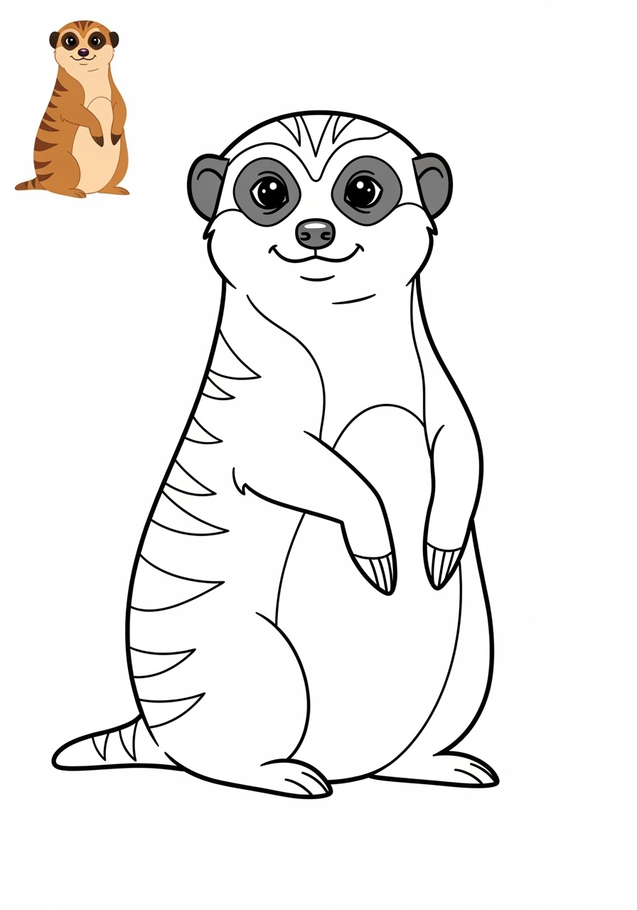 easy animals African Wildlife meerkat kids coloring page 1