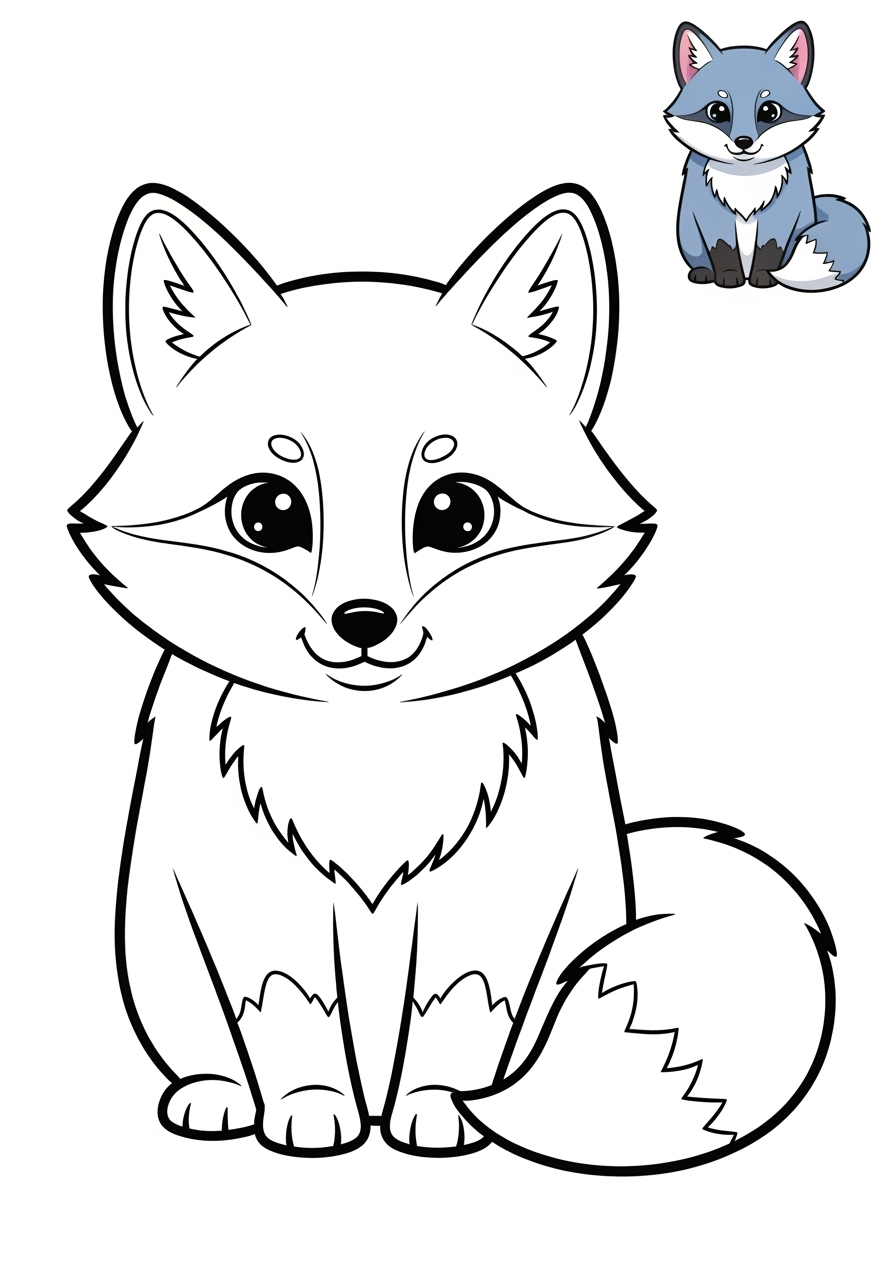 easy animals Arctic/Polar & Unique Birds/Marsupials arctic fox kids coloring page 0