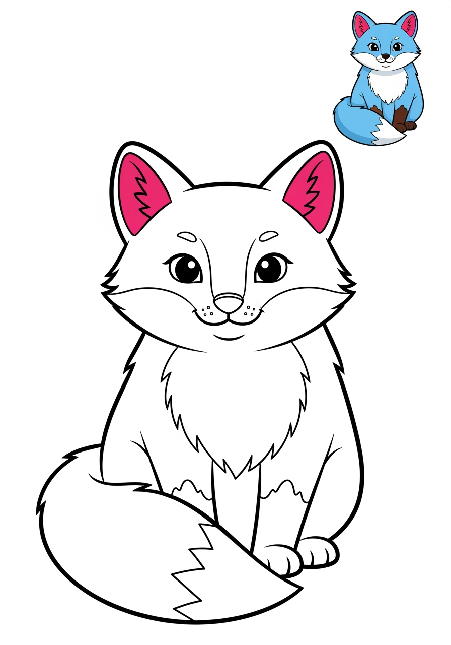 easy animals Arctic/Polar & Unique Birds/Marsupials arctic fox kids coloring page 1