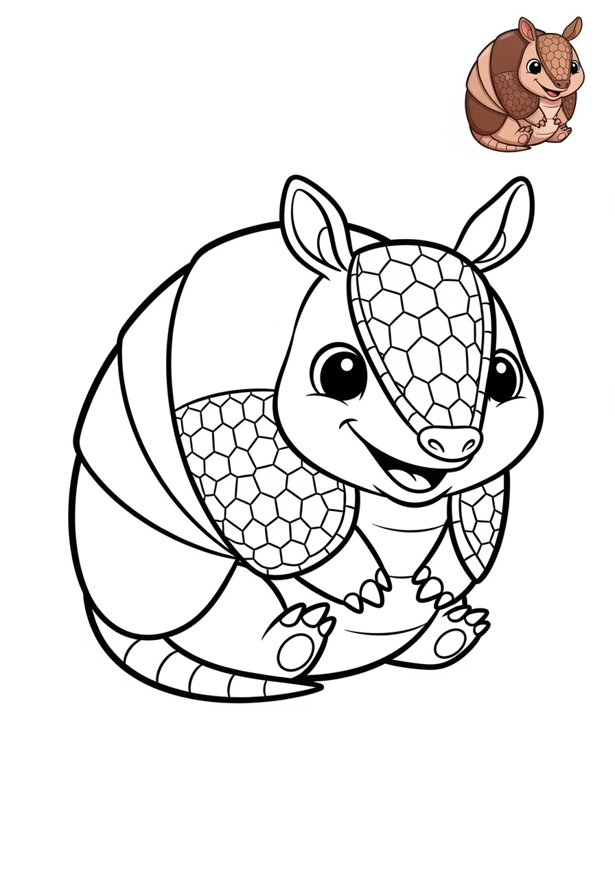 easy animals Arctic/Polar & Unique Birds/Marsupials armadillo kids coloring page 0