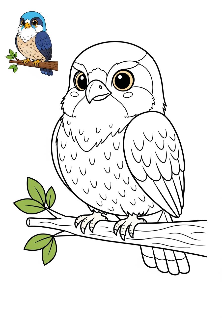 easy animals Arctic/Polar & Unique Birds/Marsupials falcon kids coloring page 0