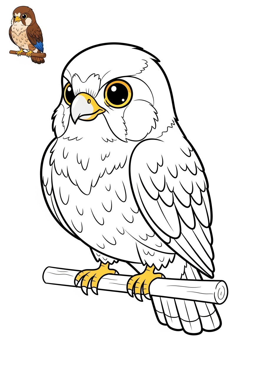 easy animals Arctic/Polar & Unique Birds/Marsupials falcon kids coloring page 1