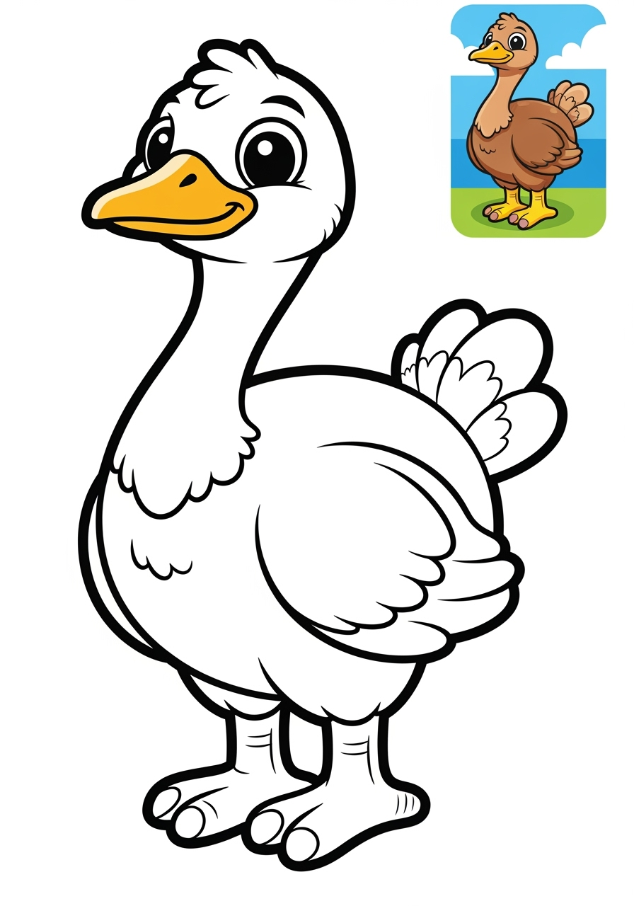 easy animals Arctic/Polar & Unique Birds/Marsupials ostrich kids coloring page 0