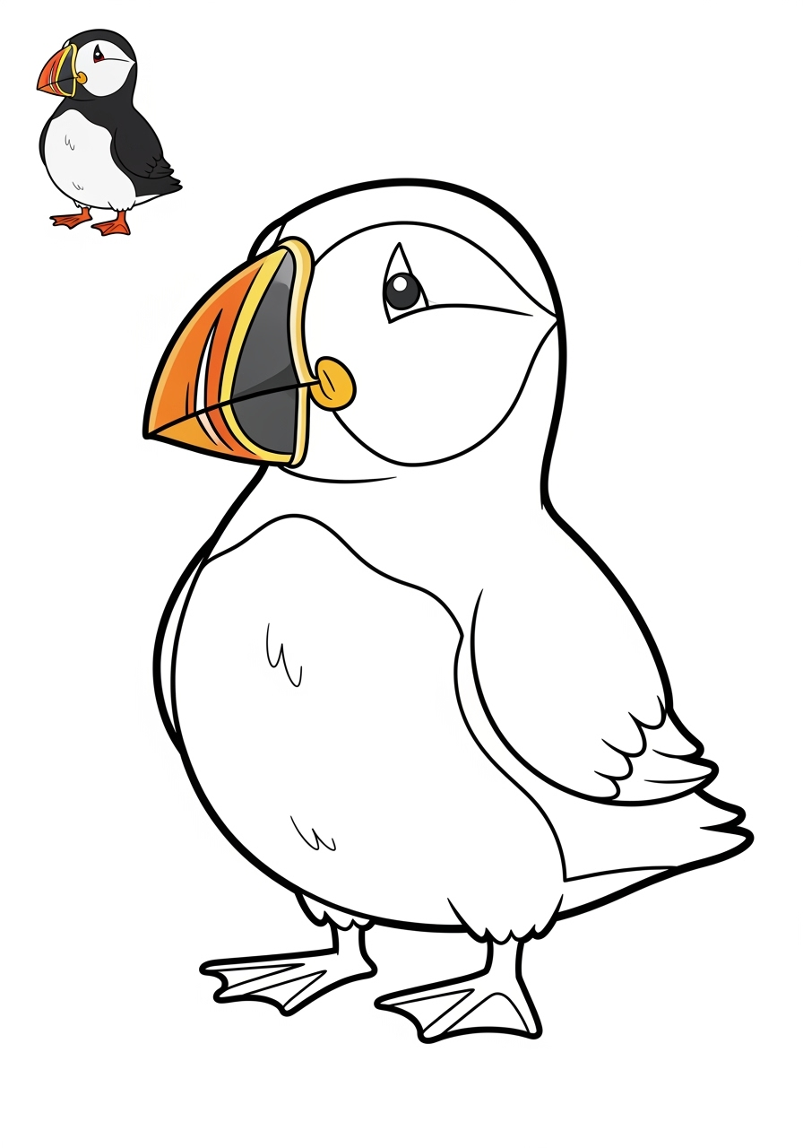 easy animals Arctic/Polar & Unique Birds/Marsupials puffin kids coloring page 0