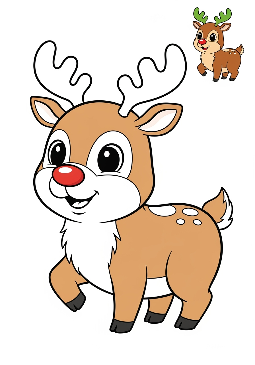 easy animals Arctic/Polar & Unique Birds/Marsupials reindeer kids coloring page 0