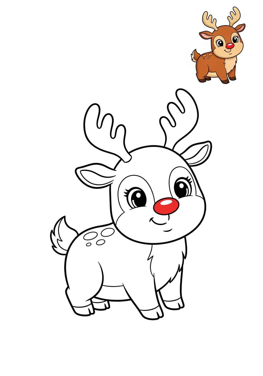 easy animals Arctic/Polar & Unique Birds/Marsupials reindeer kids coloring page 1