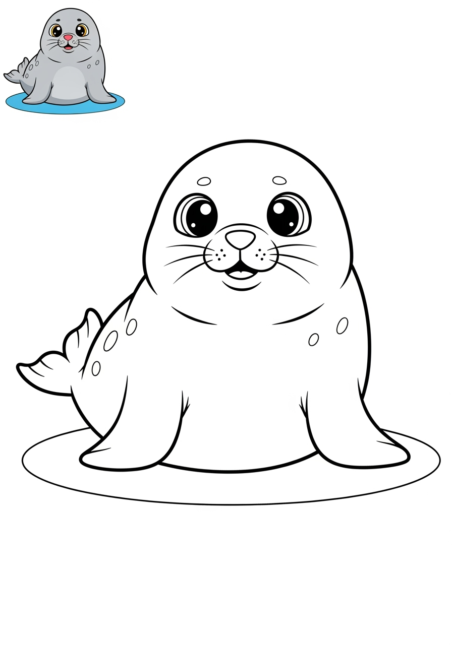 easy animals Arctic/Polar & Unique Birds/Marsupials seal kids coloring page 0
