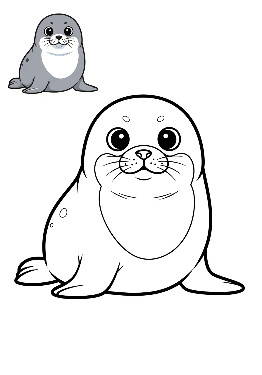 easy animals Arctic/Polar & Unique Birds/Marsupials seal kids coloring page 1