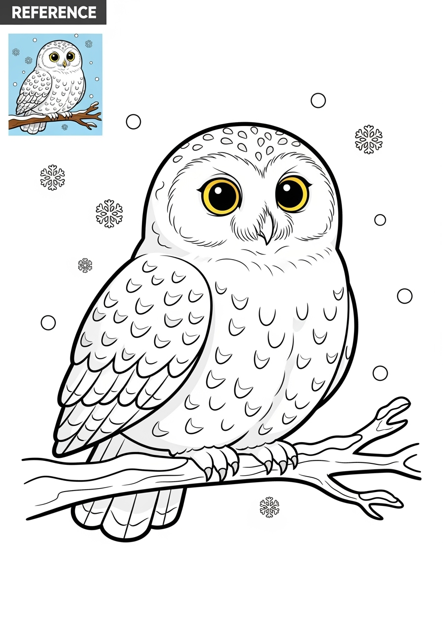 easy animals Arctic/Polar & Unique Birds/Marsupials snowy owl kids coloring page 0