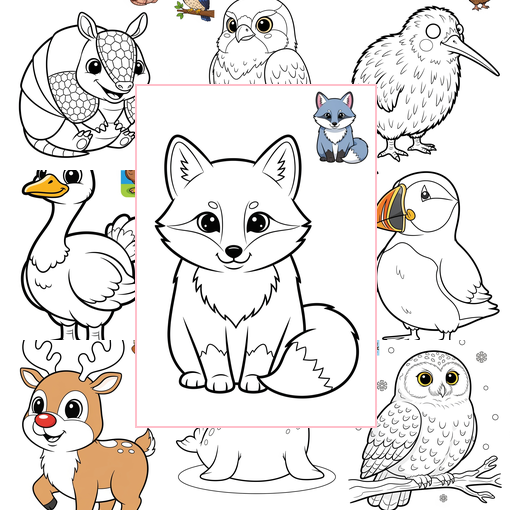 Easy Animals Arctic/Polar & Unique Birds/Marsupials Coloring Sheets Collections Thumbnail