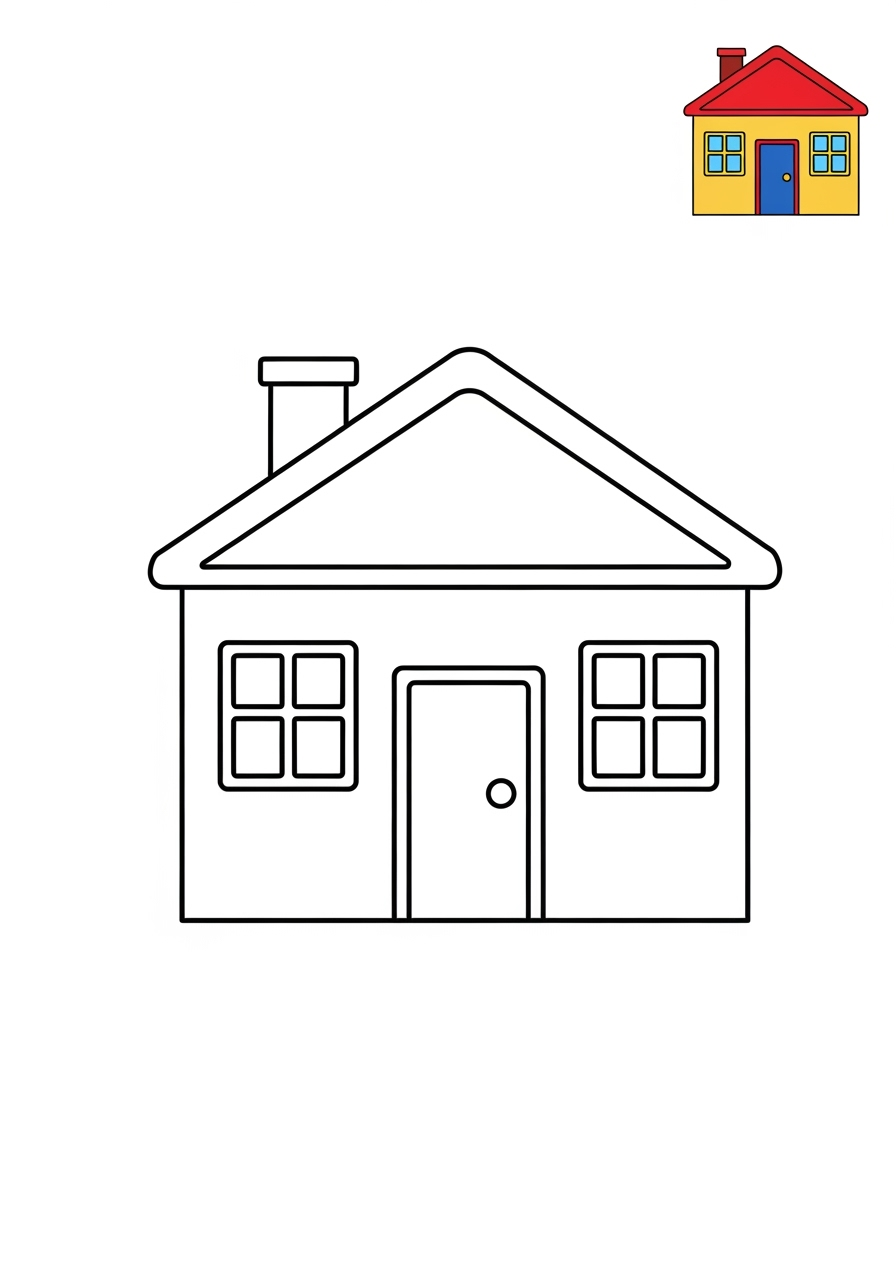 easy buildings and places Community Buildings house kids coloring page 0
