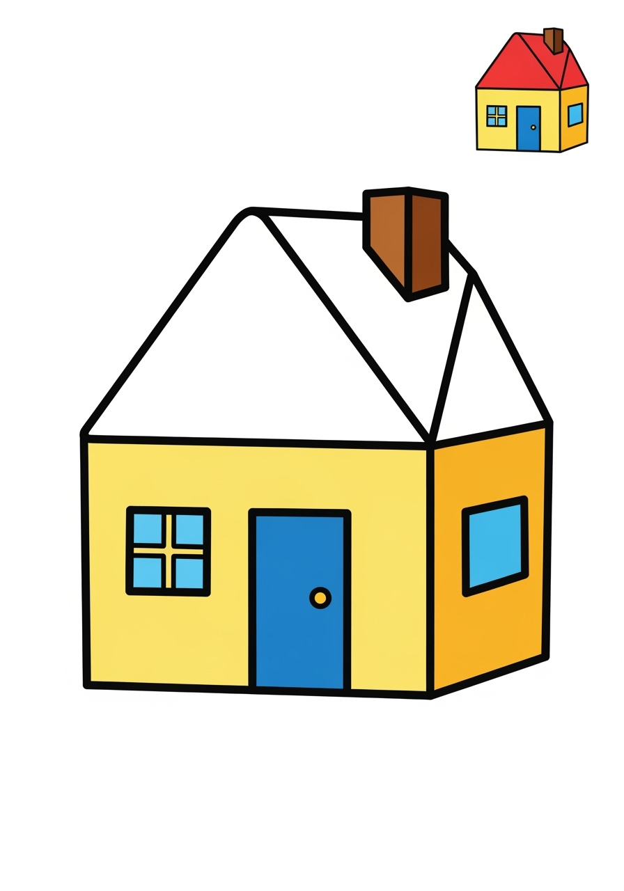 easy buildings and places Community Buildings house kids coloring page 1