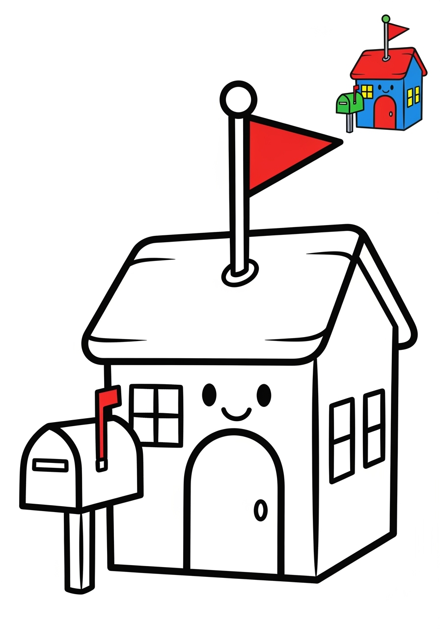 easy buildings and places Community Buildings post office kids coloring page 0