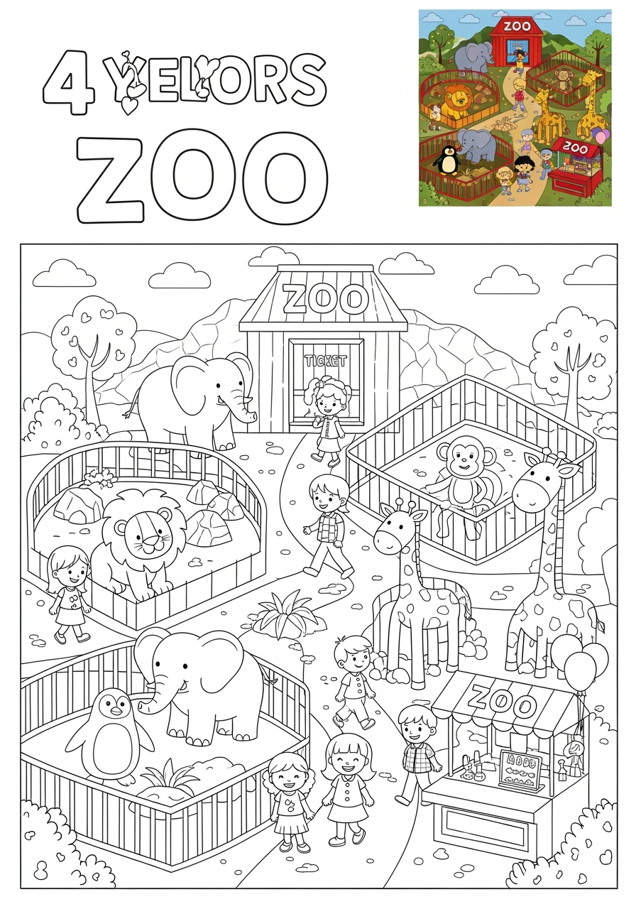 easy buildings and places Community Buildings zoo kids coloring page 0