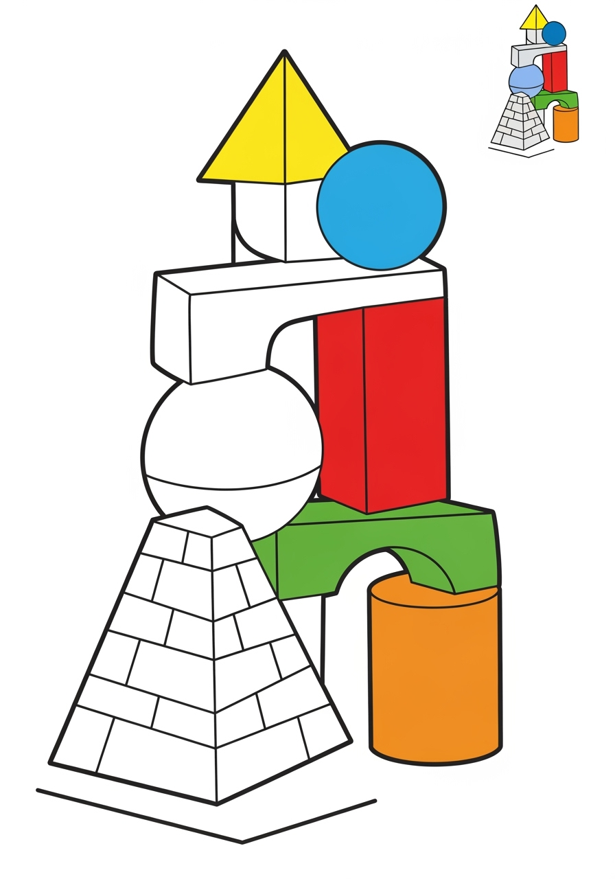 easy buildings and places Landmarks monument kids coloring page 1