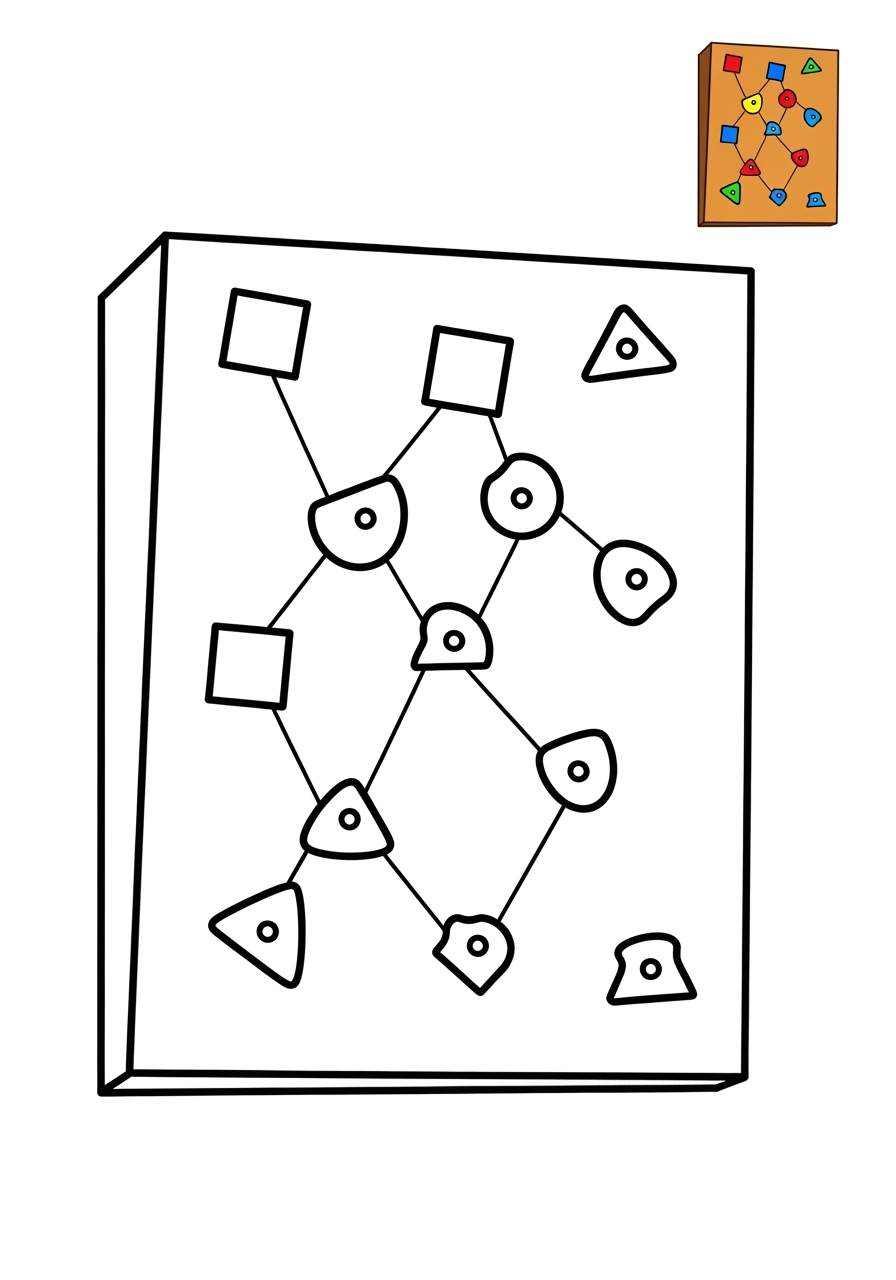 easy buildings and places Play & Fun climbing wall kids coloring page 1