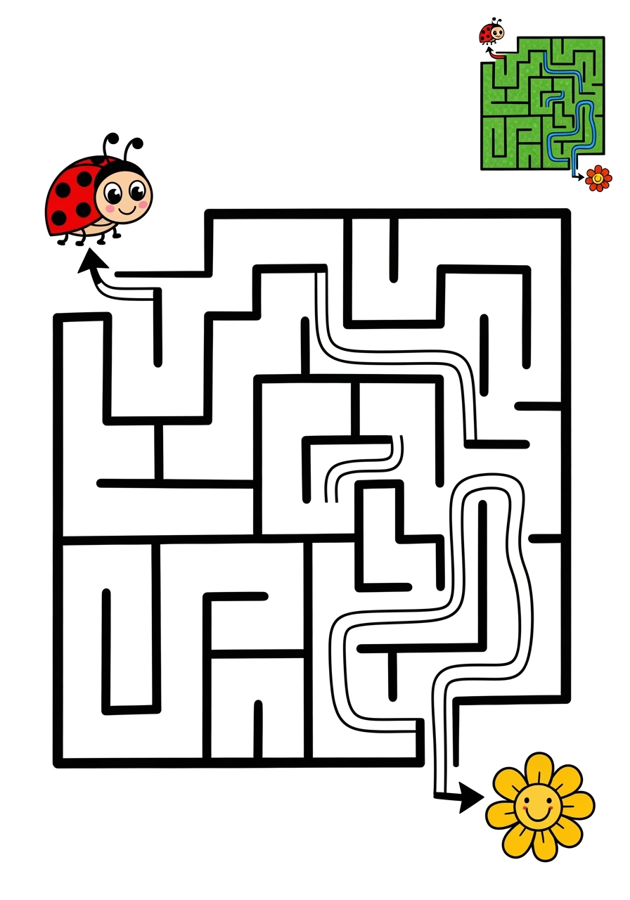 easy buildings and places Play & Fun maze kids coloring page 1