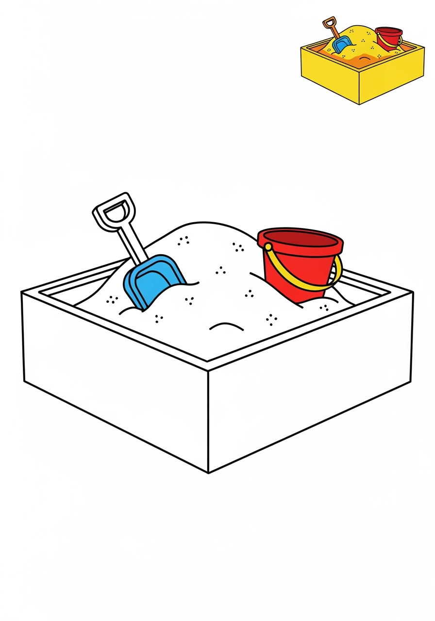 easy buildings and places Play & Fun sandbox kids coloring page 1