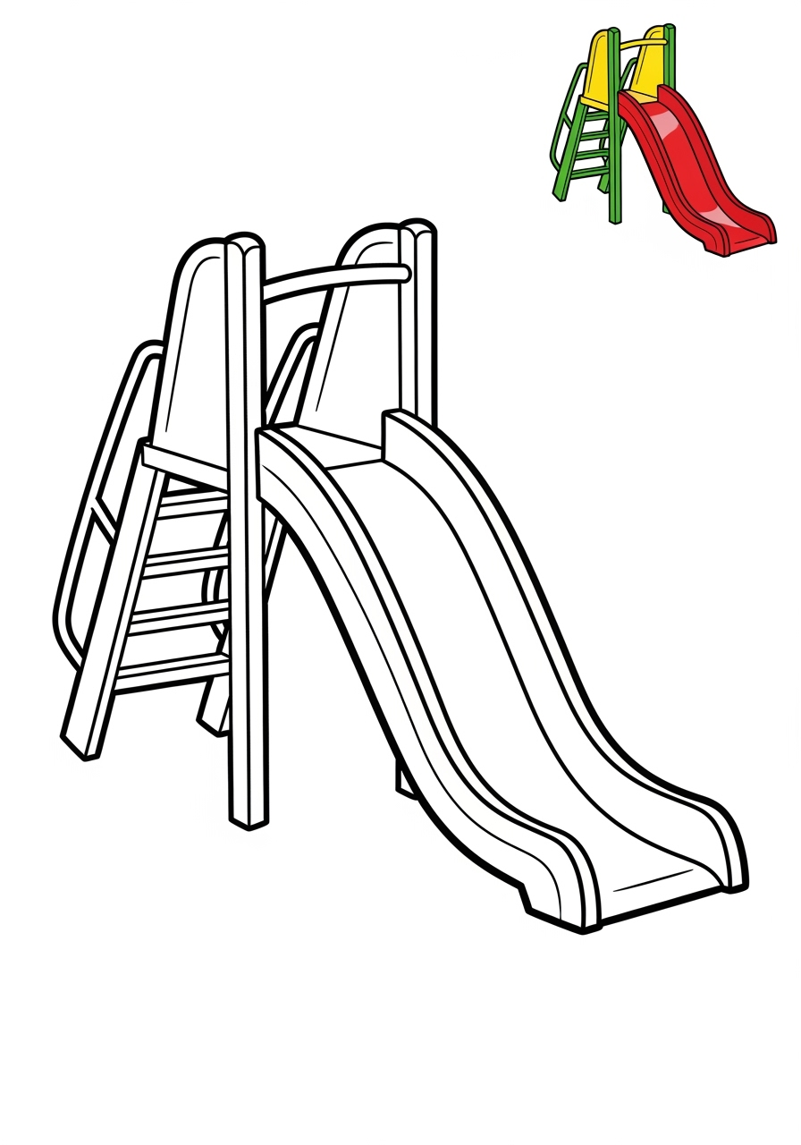 easy buildings and places Play & Fun slide kids coloring page 0