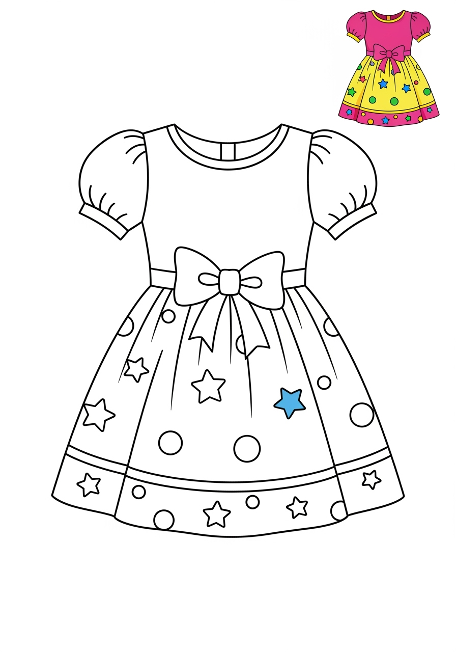 easy clothing and accessories Clothing dress kids coloring page 0