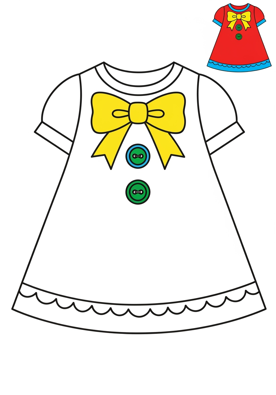 easy clothing and accessories Clothing dress kids coloring page 1