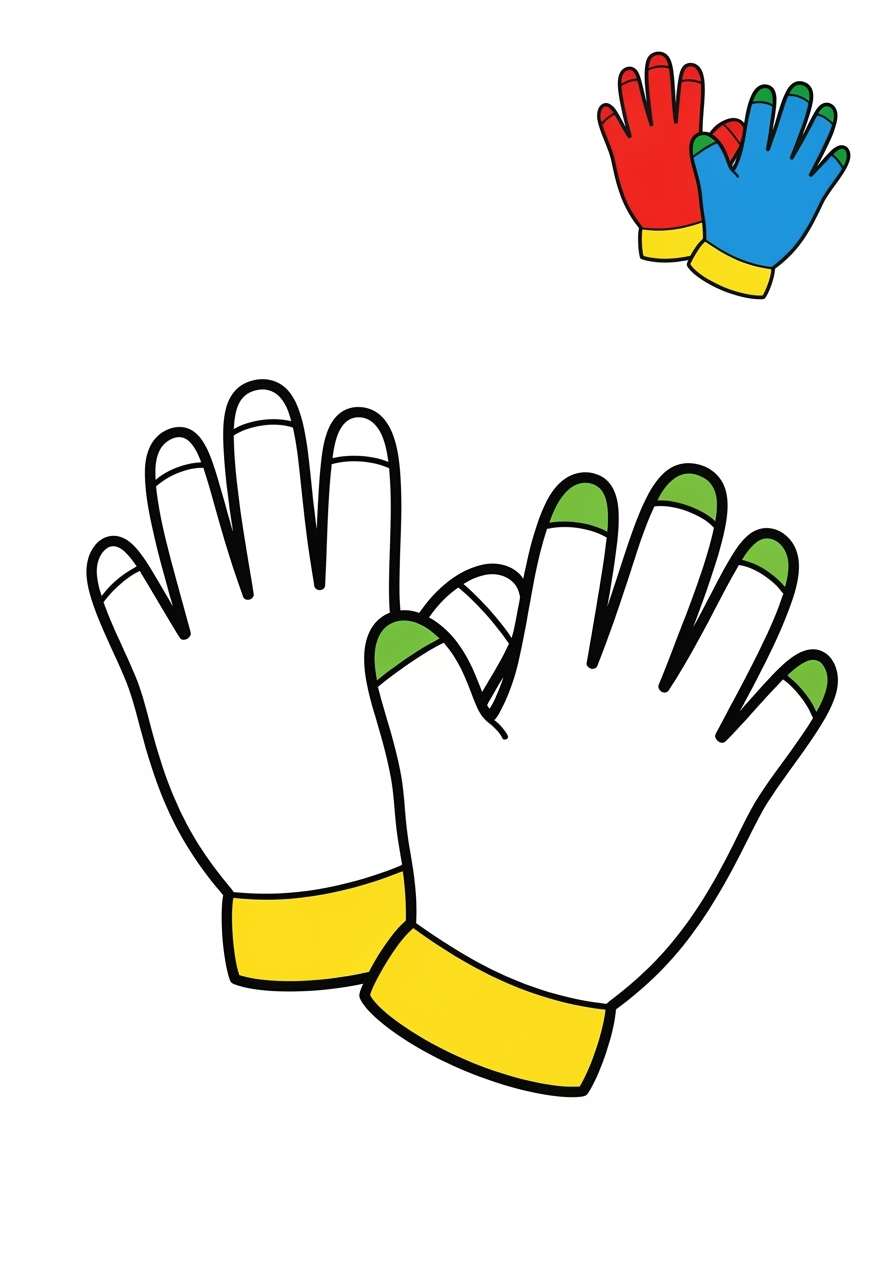 easy clothing and accessories Clothing gloves kids coloring page 1