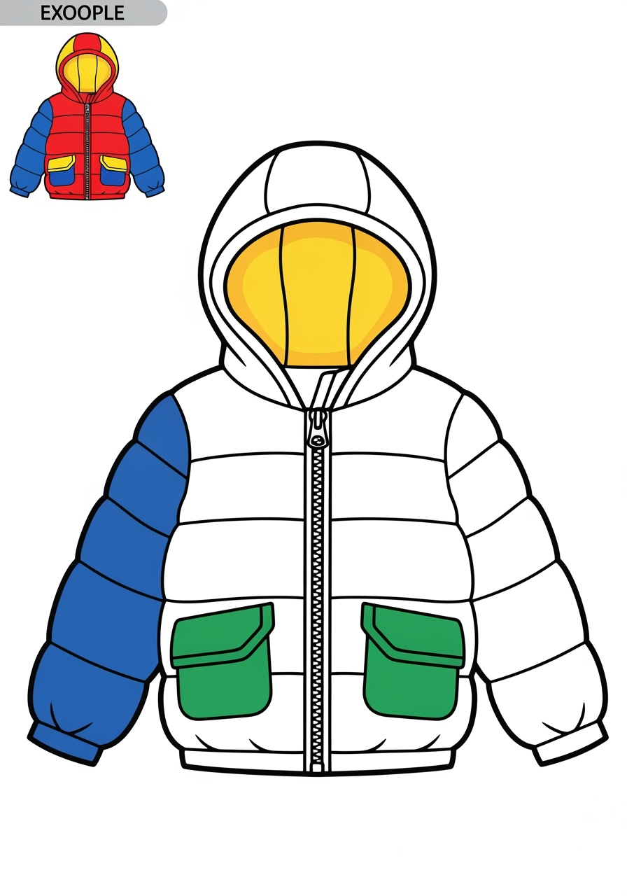 easy clothing and accessories Clothing jacket kids coloring page 1