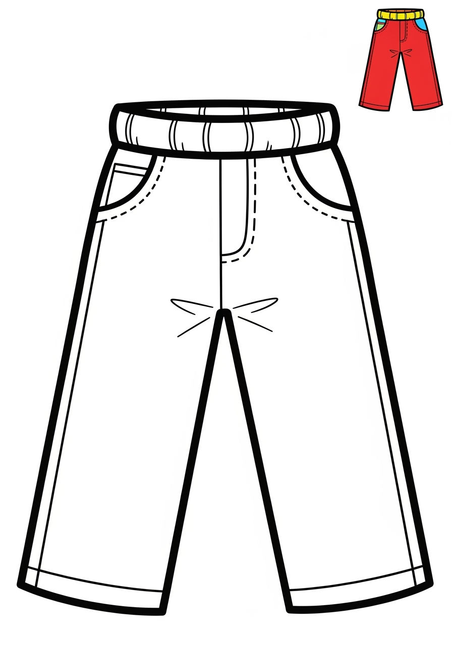 easy clothing and accessories Clothing pants kids coloring page 0