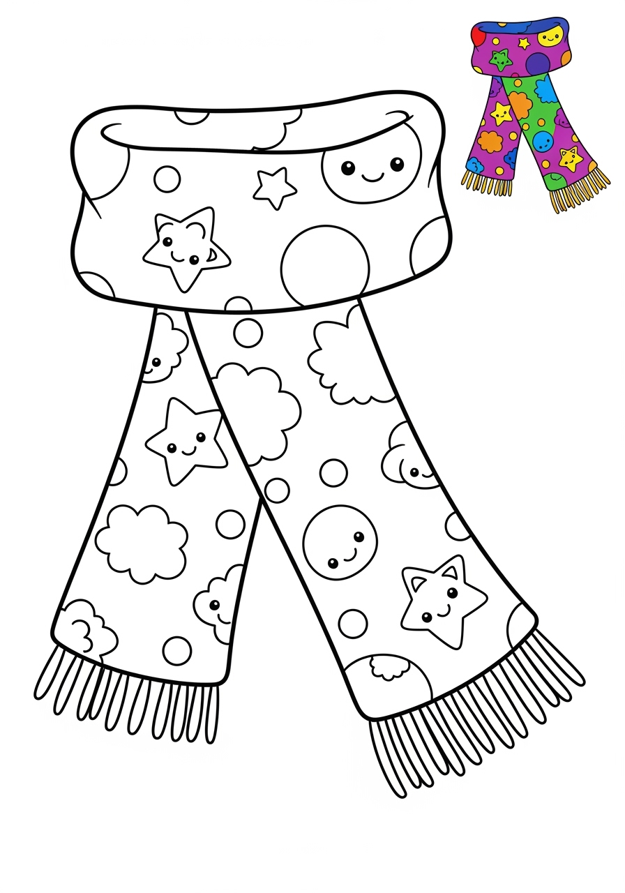 easy clothing and accessories Clothing scarf kids coloring page 1