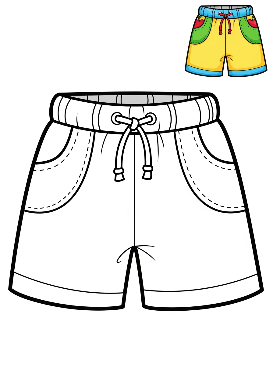 easy clothing and accessories Clothing shorts kids coloring page 0