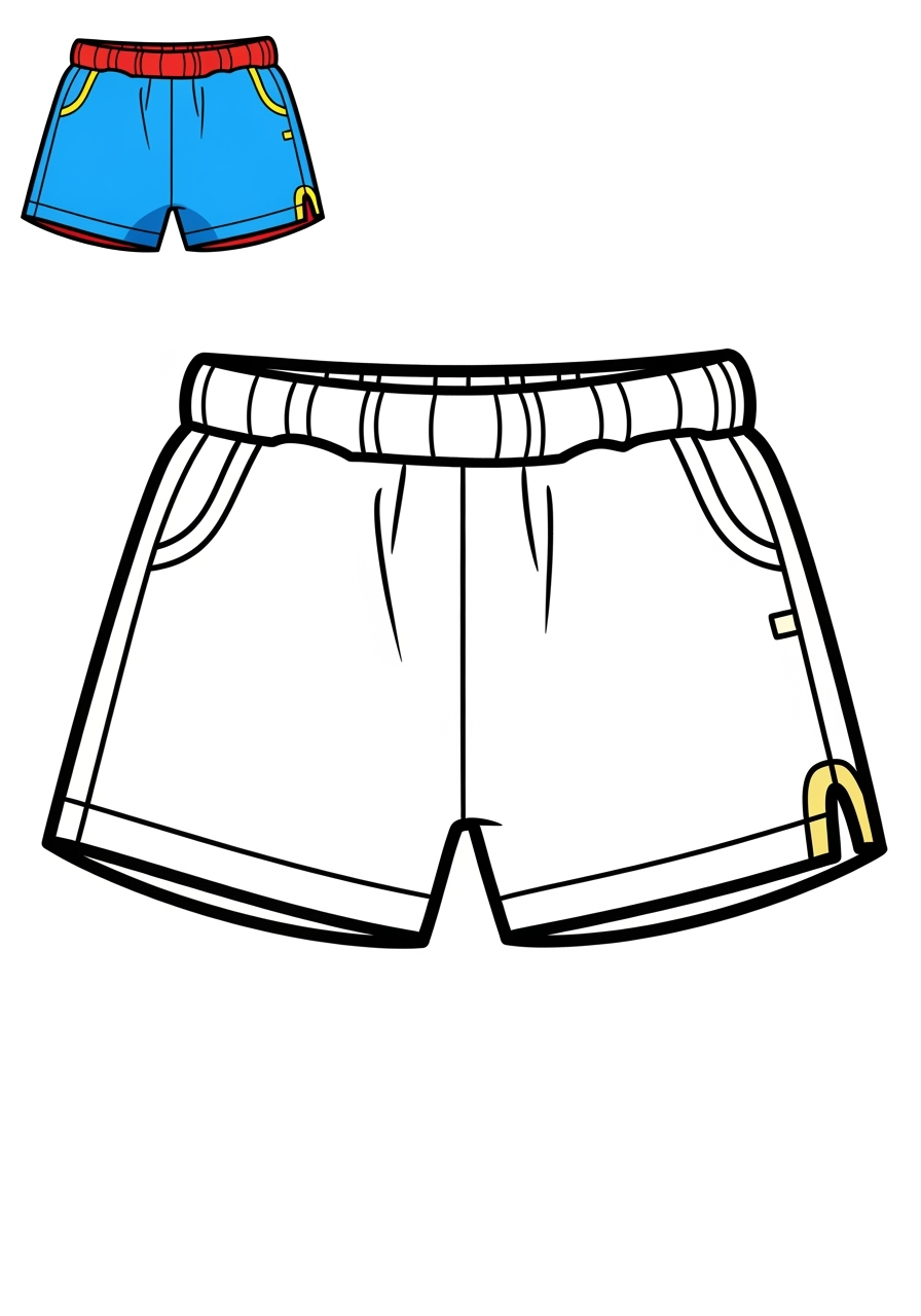 easy clothing and accessories Clothing shorts kids coloring page 1