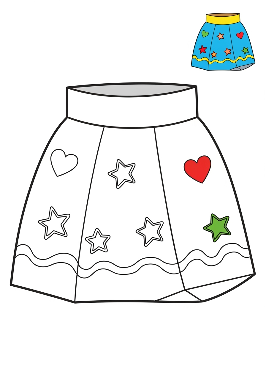 easy clothing and accessories Clothing skirt kids coloring page 0