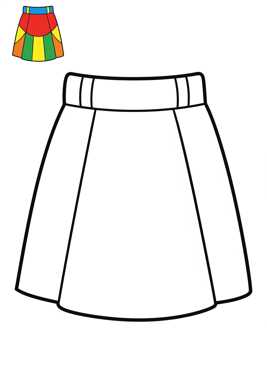 easy clothing and accessories Clothing skirt kids coloring page 1