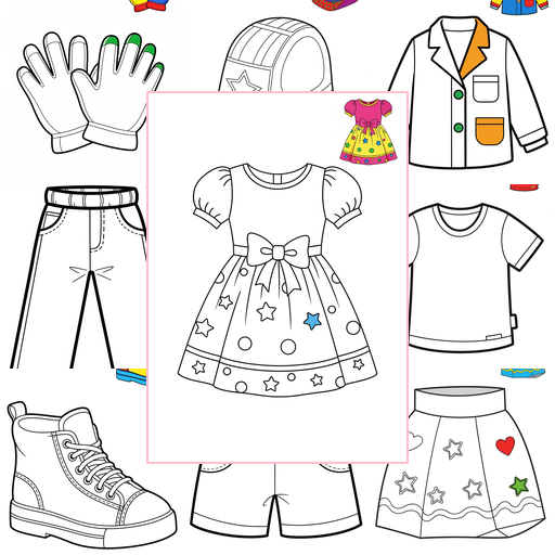 Easy Clothing and Accessories Clothing Coloring Sheets Collections Thumbnail