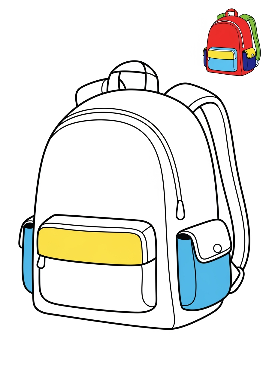 easy clothing and accessories Accessories backpack kids coloring page 0