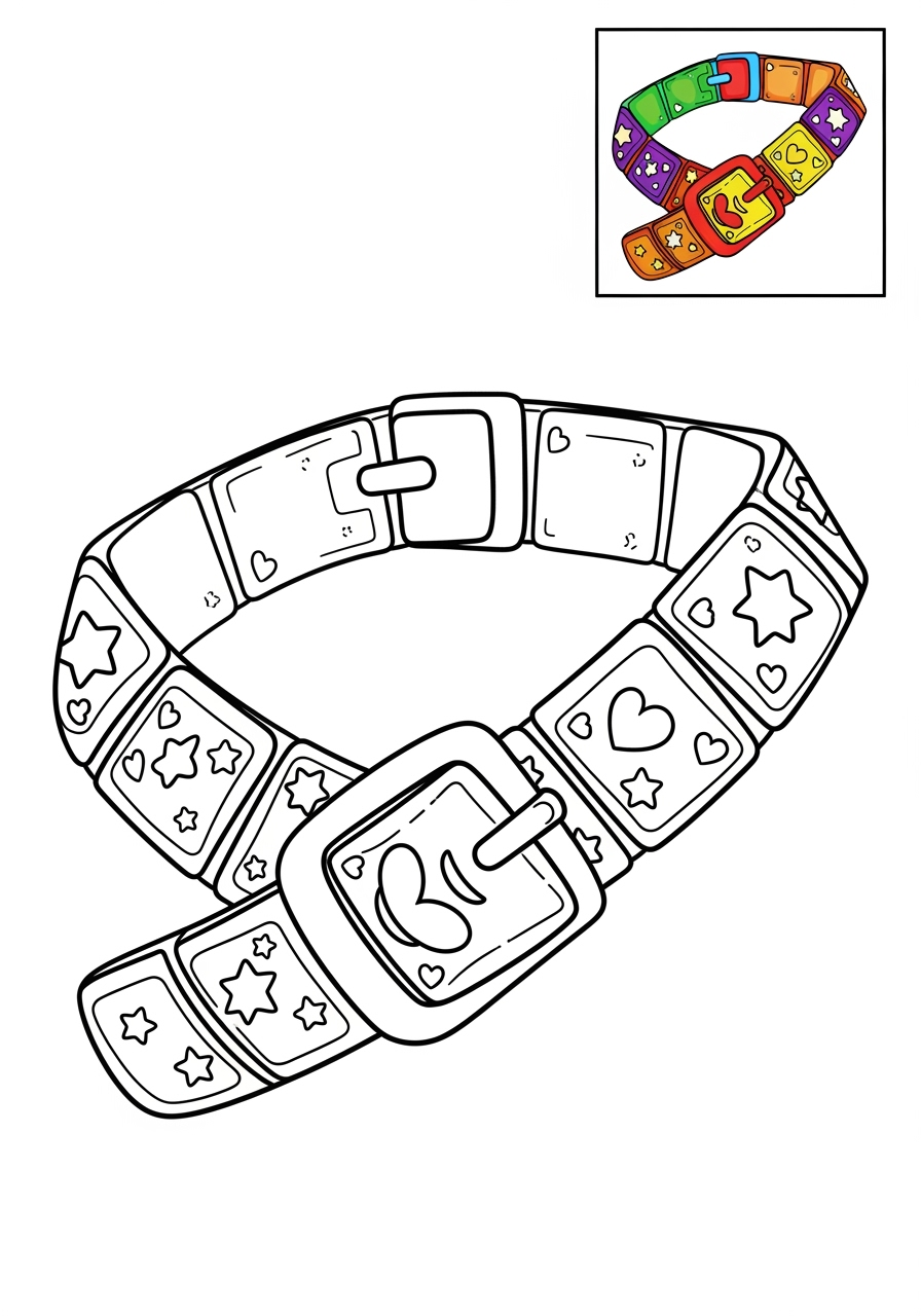 easy clothing and accessories Accessories belt kids coloring page 1