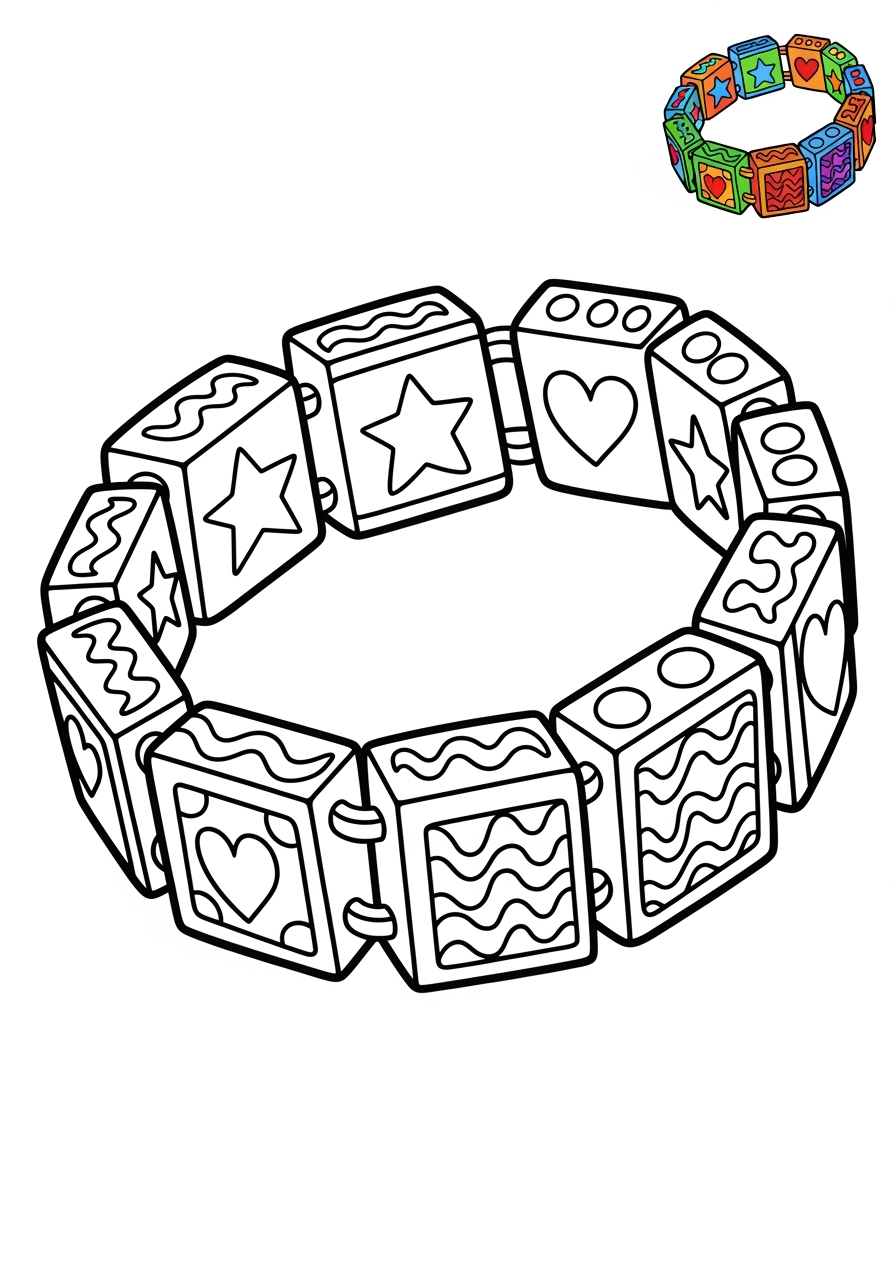 easy clothing and accessories Accessories bracelet kids coloring page 0