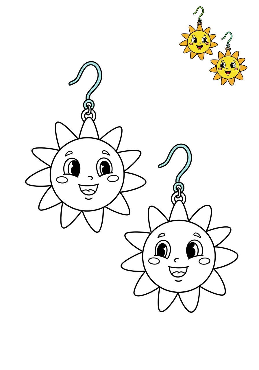 easy clothing and accessories Accessories earrings kids coloring page 1
