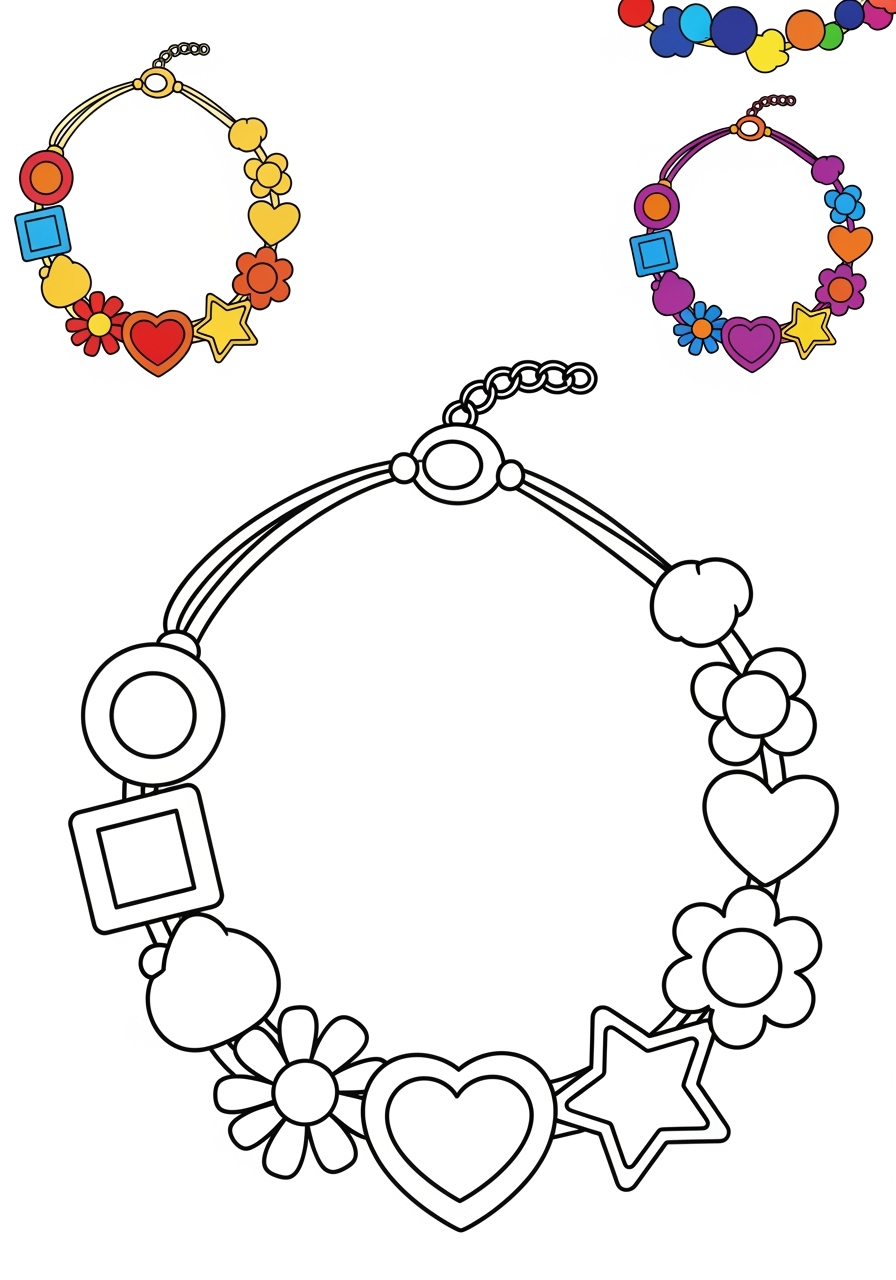 easy clothing and accessories Accessories necklace kids coloring page 0