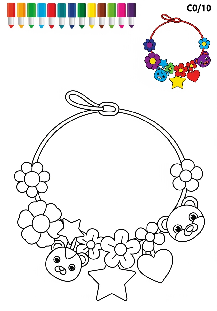 easy clothing and accessories Accessories necklace kids coloring page 1