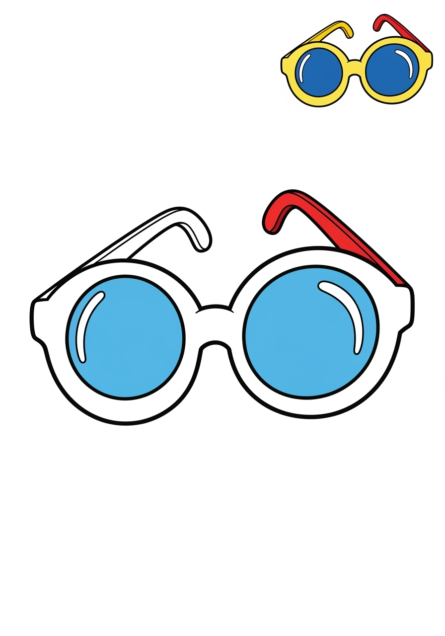 easy clothing and accessories Accessories sunglasses kids coloring page 1