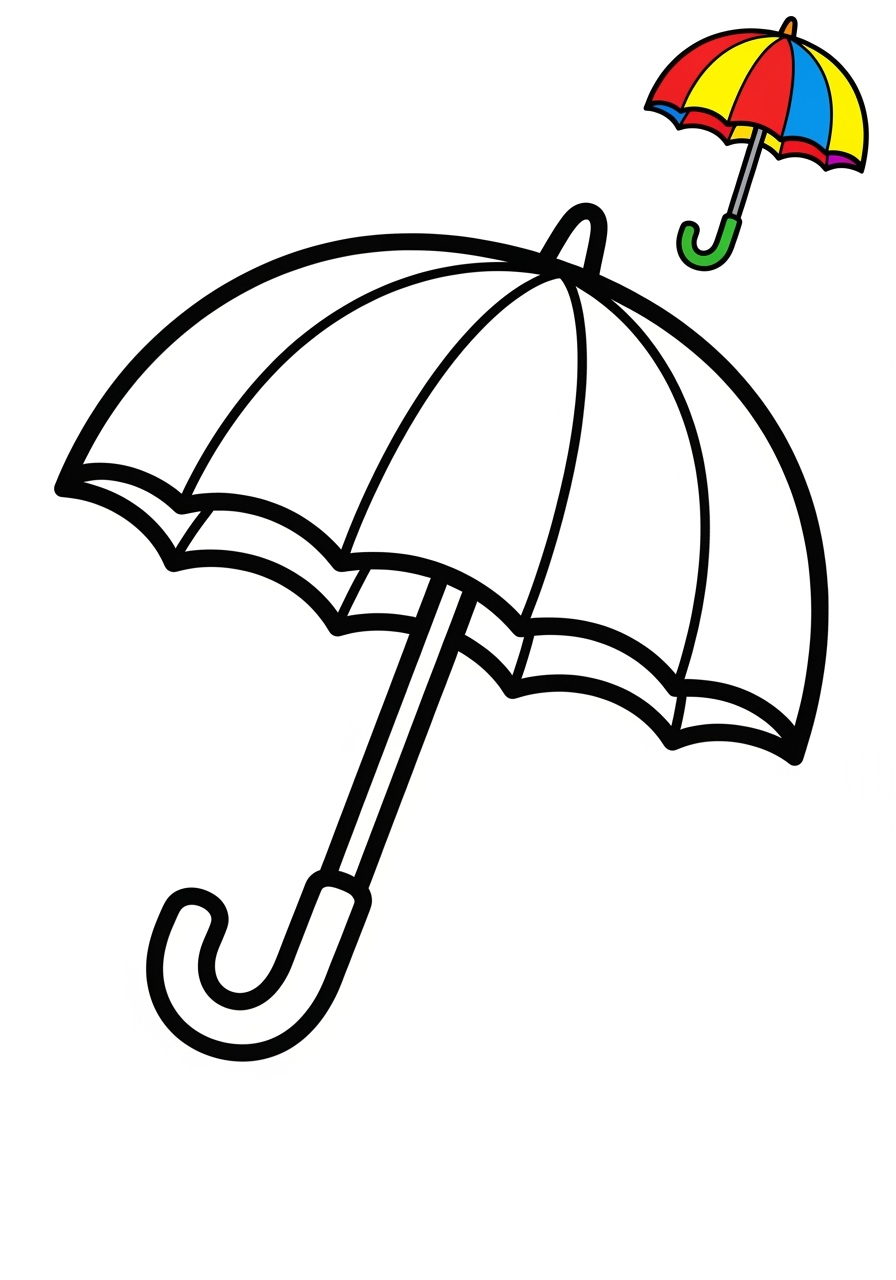 easy clothing and accessories Accessories umbrella kids coloring page 0