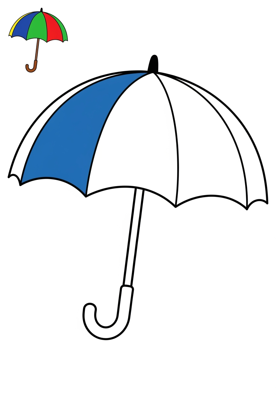 easy clothing and accessories Accessories umbrella kids coloring page 1