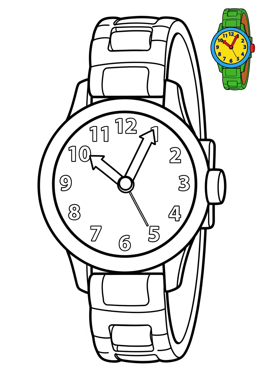 easy clothing and accessories Accessories watch kids coloring page 0