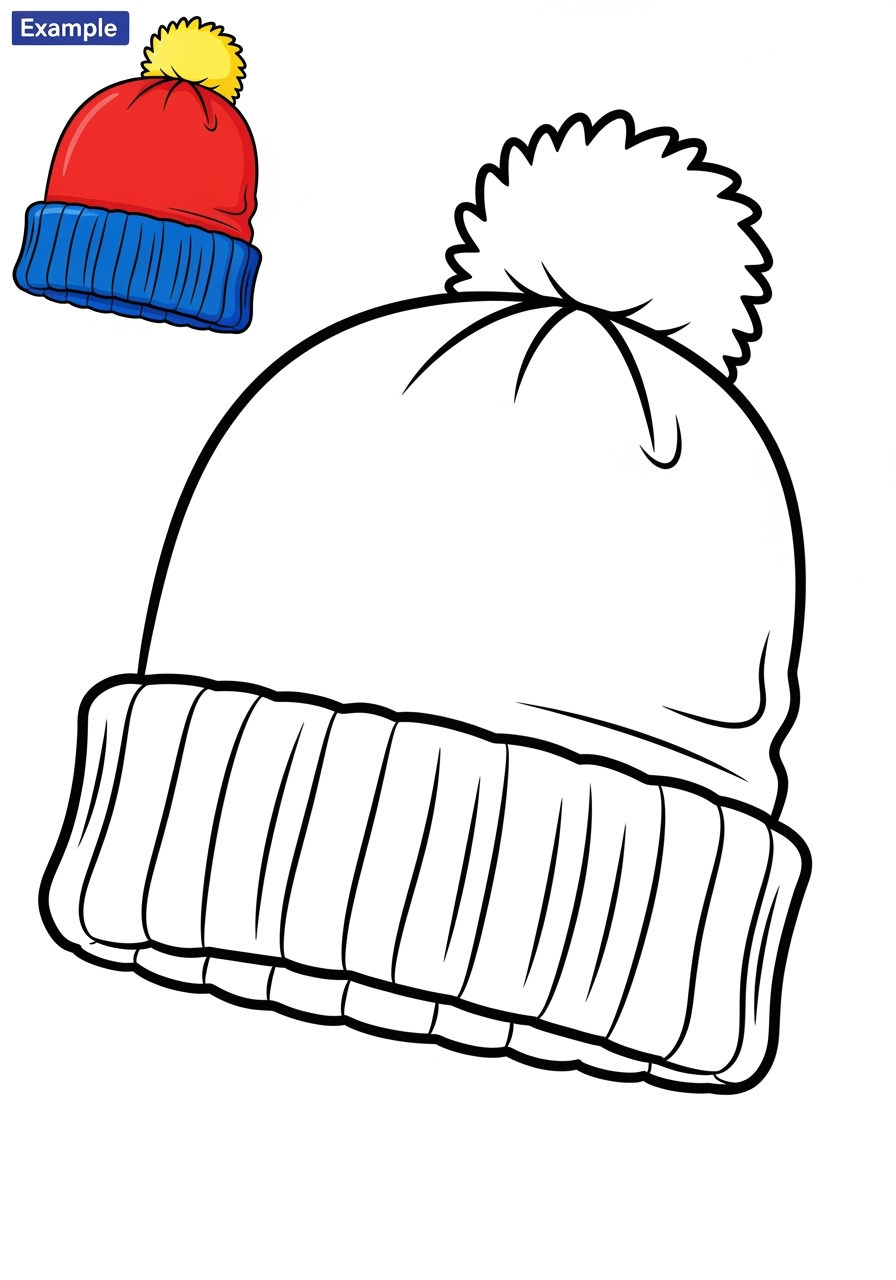 easy clothing and accessories Seasonal Wear beanie kids coloring page 0