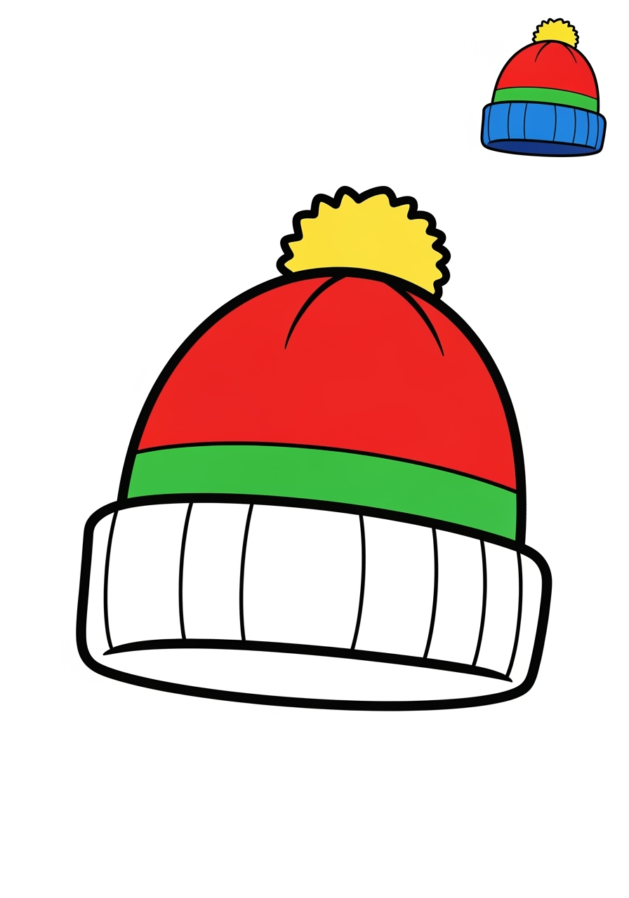 easy clothing and accessories Seasonal Wear beanie kids coloring page 1