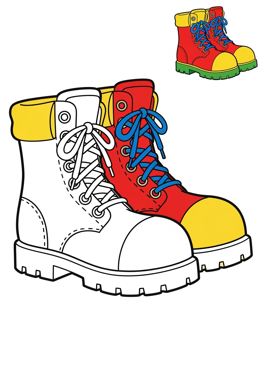easy clothing and accessories Seasonal Wear boots kids coloring page 1