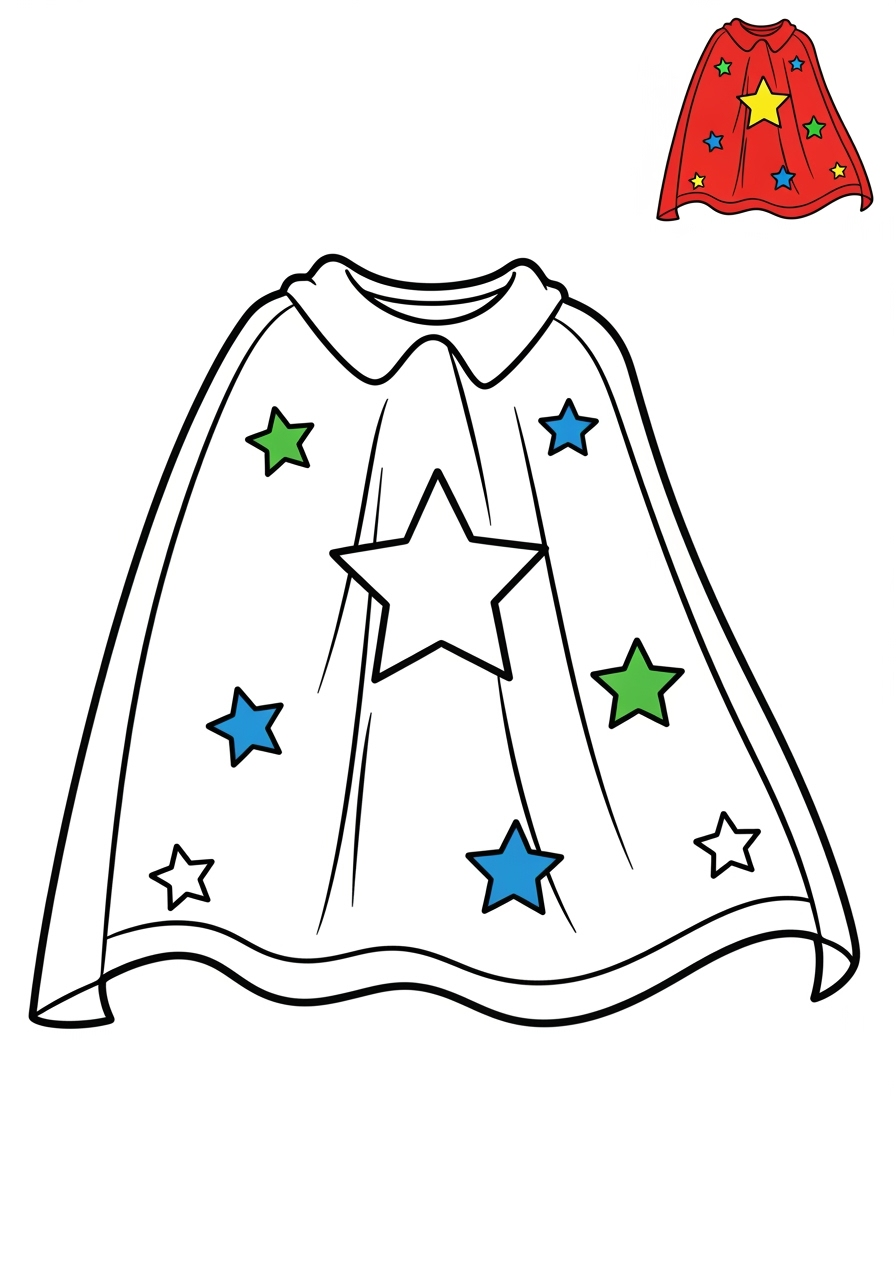 easy clothing and accessories Seasonal Wear cape kids coloring page 0